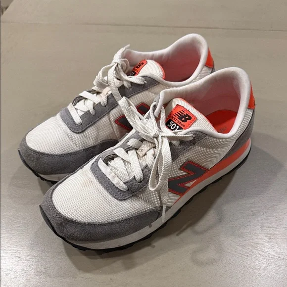 New Balance Gray and Peach Women's Sneakers - Picture 1 of 5